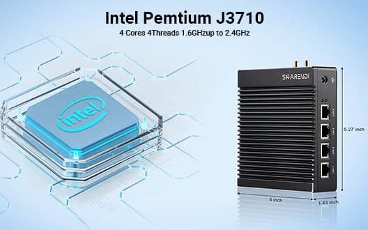 Firewall PC 4LAN with Pentium J3710 in NUC Design